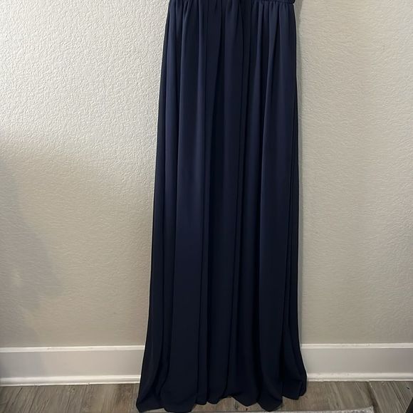 BHLDN (Anthropologie) Madrie High Neck Navy Blue Dress, Size 4 - Picture 4 of 11